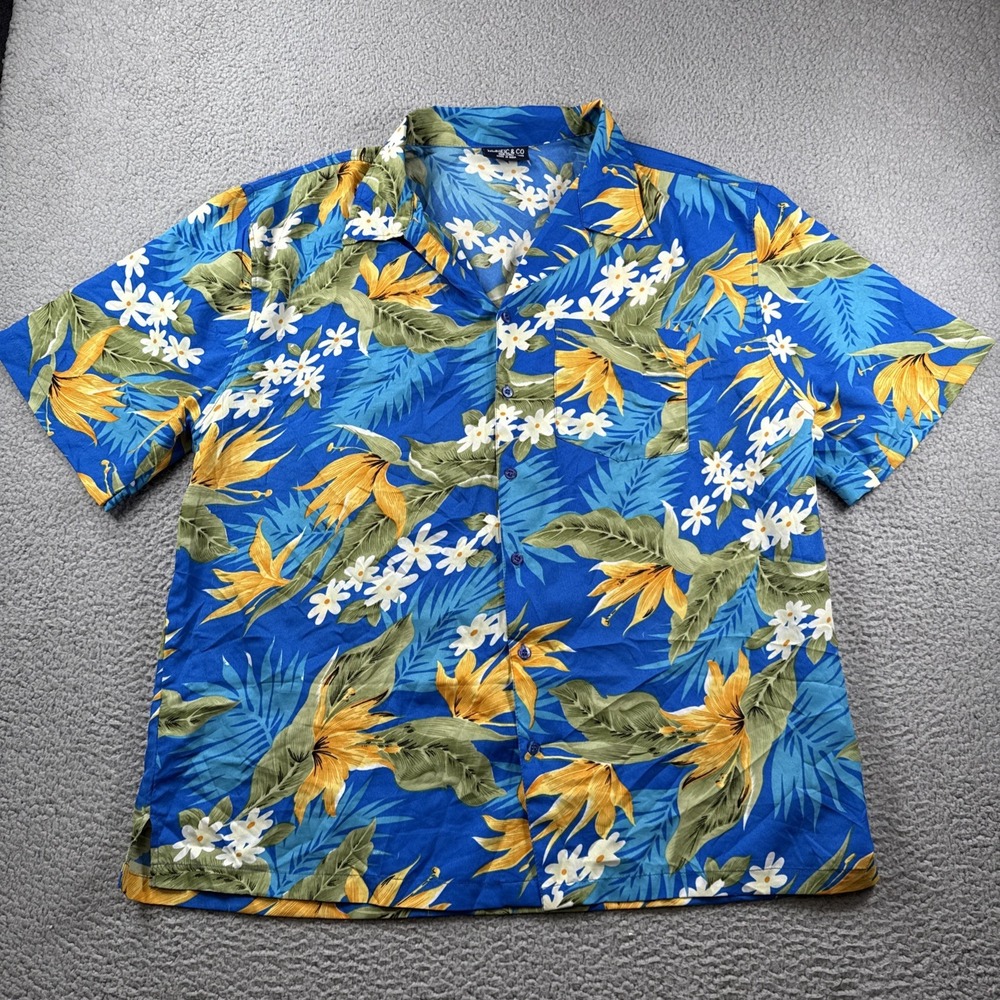 Pacific & Co Hawaiian Shirt Mens‎ XL Short Sleeve Button Up Hawaiian Tropical